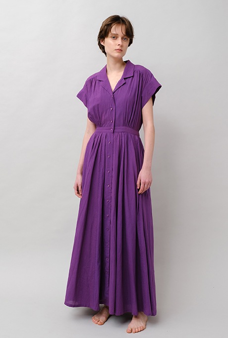 Tailored Ladder Lace Cotton Flare Long Dress