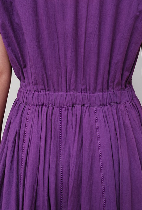 Tailored Ladder Lace Cotton Flare Long Dress