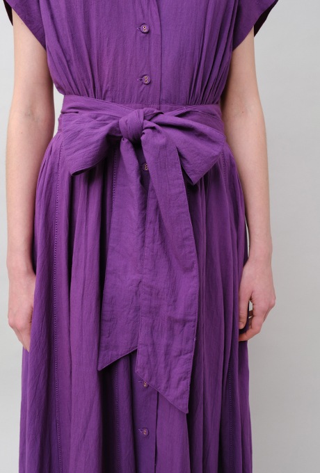 Tailored Ladder Lace Cotton Flare Long Dress