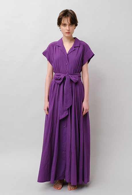 Tailored Ladder Lace Cotton Flare Long Dress