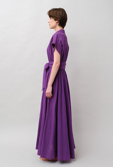 Tailored Ladder Lace Cotton Flare Long Dress