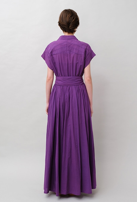 Tailored Ladder Lace Cotton Flare Long Dress