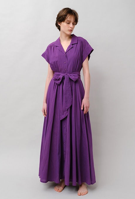 Tailored Ladder Lace Cotton Flare Long Dress