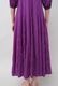 Embroidery Paff Sleeve Cotton Stripe Dobby Middle Dress