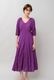 Embroidery Paff Sleeve Cotton Stripe Dobby Middle Dress