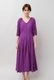 Embroidery Paff Sleeve Cotton Stripe Dobby Middle Dress