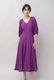 Embroidery Paff Sleeve Cotton Stripe Dobby Middle Dress