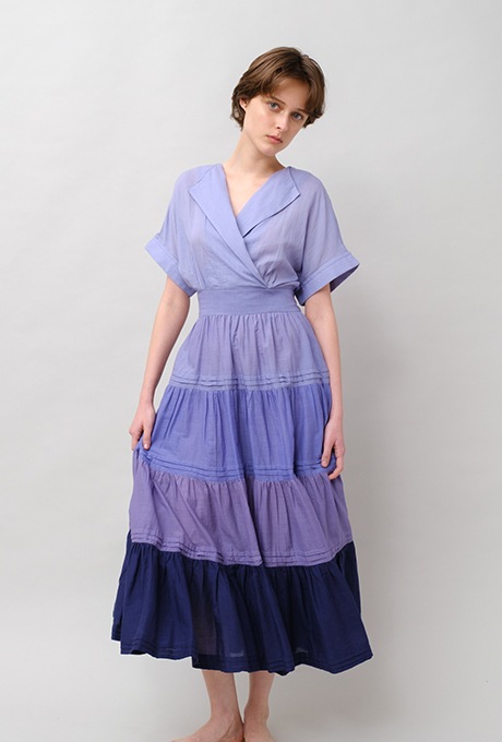 Gradient Colores Cotton Voil Tiered Middle Dress