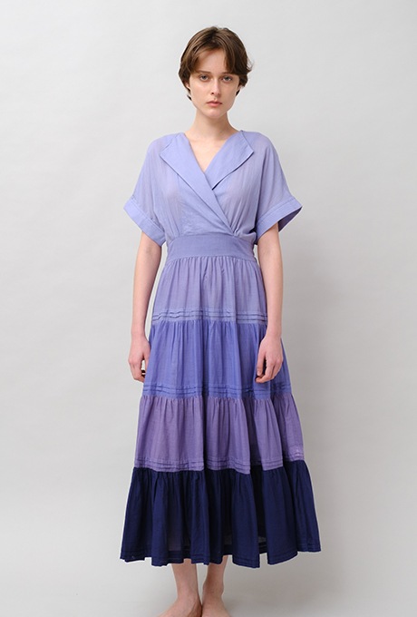 Gradient Colores Cotton Voil Tiered Middle Dress