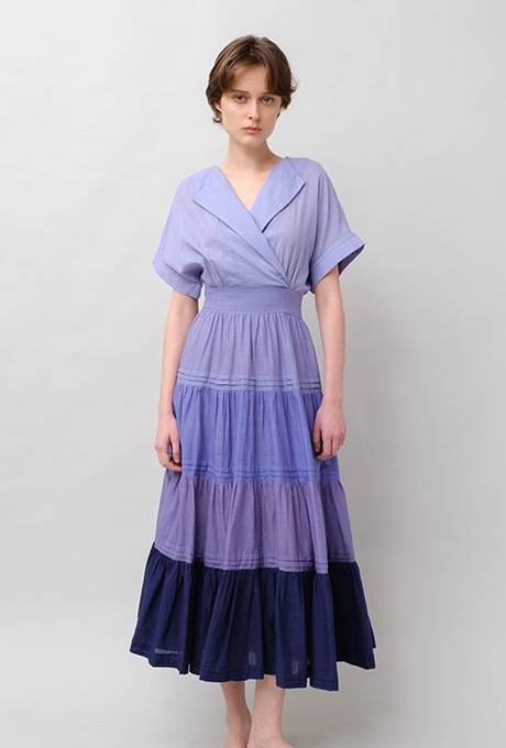 Gradient Colores Cotton Voil Tiered Middle Dress