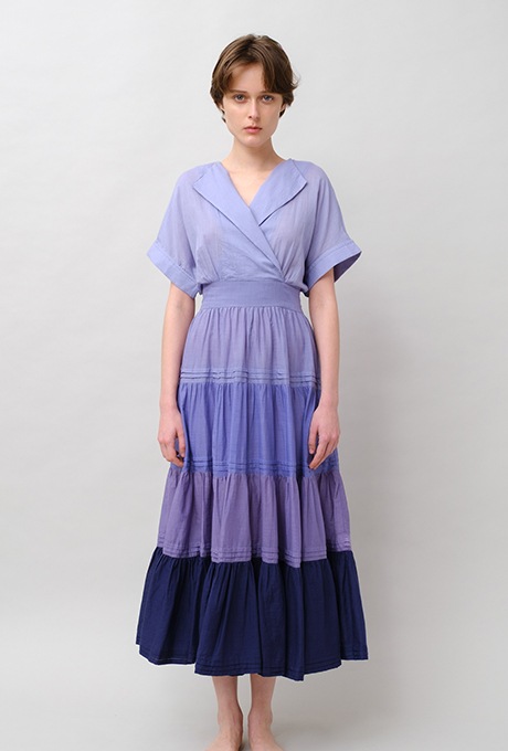 Gradient Colores Cotton Voil Tiered Middle Dress