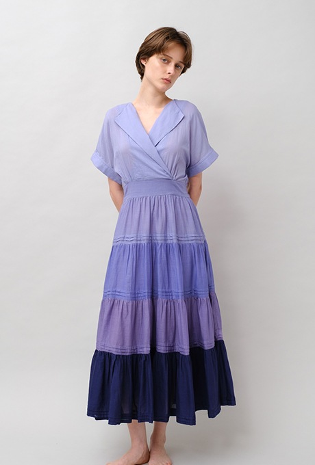 Gradient Colores Cotton Voil Tiered Middle Dress