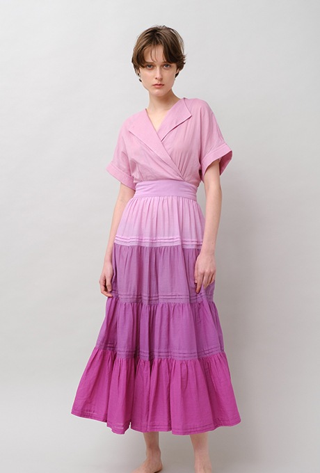 Gradient Colores Cotton Voil Tiered Middle Dress