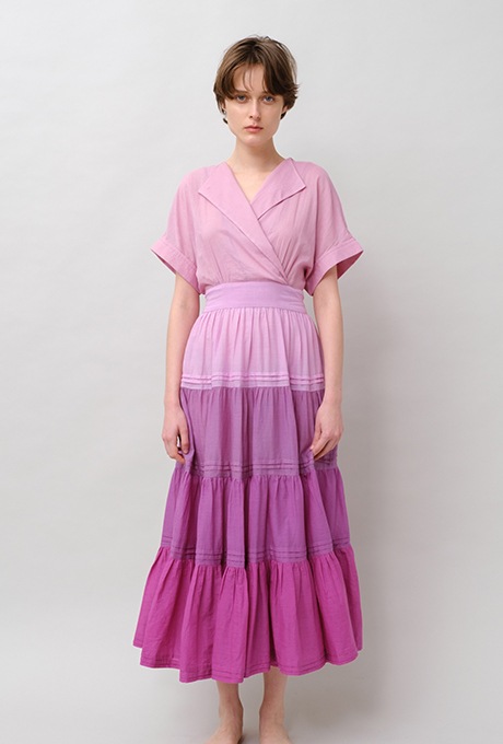 Gradient Colores Cotton Voil Tiered Middle Dress