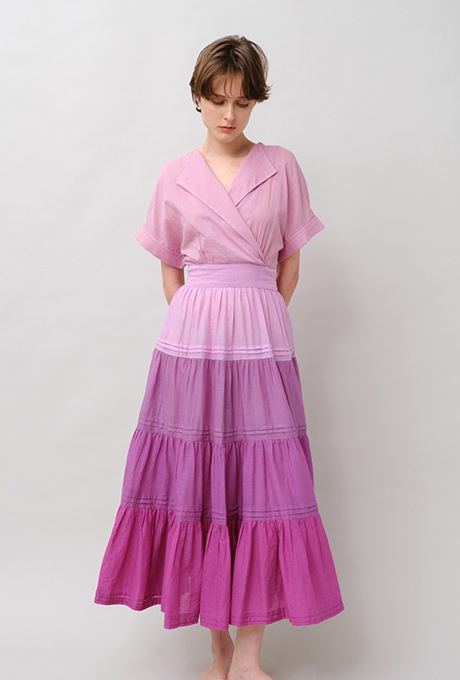 Gradient Colores Cotton Voil Tiered Middle Dress