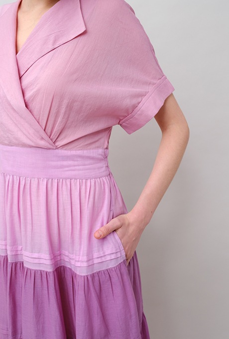 Gradient Colores Cotton Voil Tiered Middle Dress
