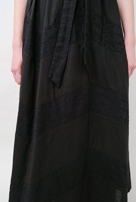 Embroidery Cotton French Sleeve Wrap Middle Dress