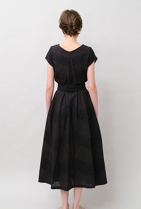 Embroidery Cotton French Sleeve Wrap Middle Dress