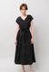 Embroidery Cotton French Sleeve Wrap Middle Dress