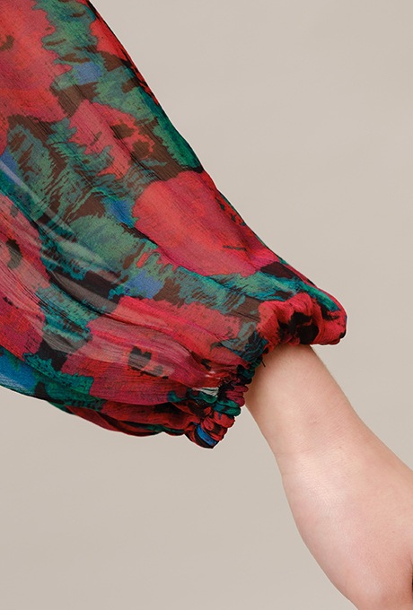 Flower Print Chiffon Wrap Middle Dress