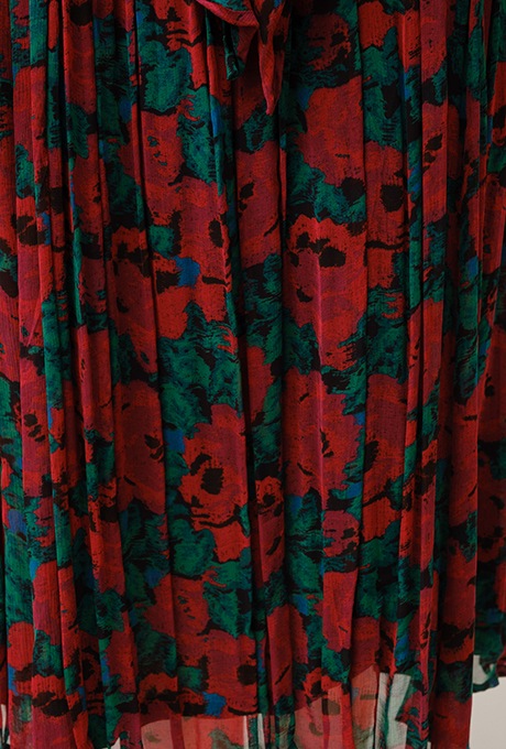 Flower Print Chiffon Wrap Middle Dress