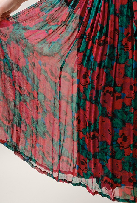 Flower Print Chiffon Wrap Middle Dress