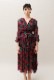 Flower Print Chiffon Wrap Middle Dress