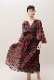Flower Print Chiffon Wrap Middle Dress