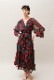 Flower Print Chiffon Wrap Middle Dress