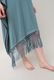 Poncho Robe Cotton Double Gauze Fringe Tassel Antique Blue
