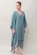 Poncho Robe Cotton Double Gauze Fringe Tassel Antique Blue