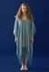 Poncho Robe Cotton Double Gauze Fringe Tassel Antique Blue
