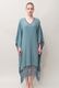 Poncho Robe Cotton Double Gauze Fringe Tassel Antique Blue