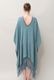 Poncho Robe Cotton Double Gauze Fringe Tassel Antique Blue