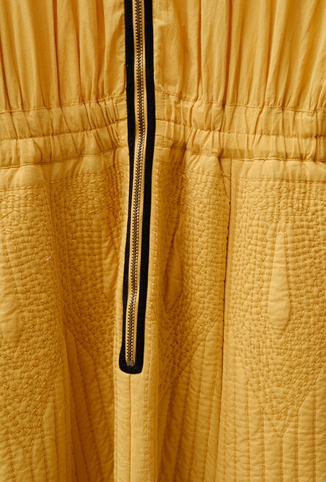 Cottonn Quilted Middle Dress Ruffled Collar