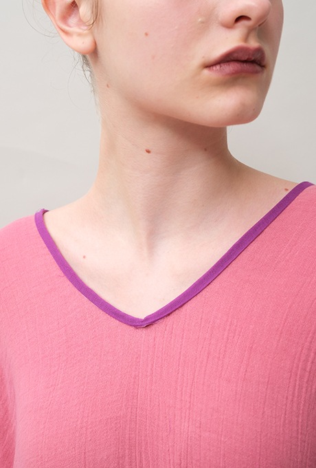 Poncho Robe Cotton Double Gauze Fringe Tassel Rose Pink