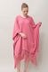 Poncho Robe Cotton Double Gauze Fringe Tassel Rose Pink