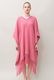 Poncho Robe Cotton Double Gauze Fringe Tassel Rose Pink