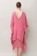 Poncho Robe Cotton Double Gauze Fringe Tassel Rose Pink