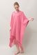 Poncho Robe Cotton Double Gauze Fringe Tassel Rose Pink