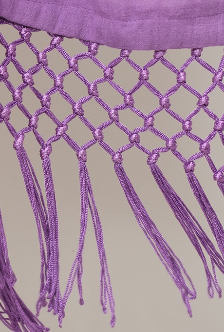 Poncho Robe Cotton Double Gauze Fringe Tassel Purple