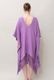 Poncho Robe Cotton Double Gauze Fringe Tassel Purple