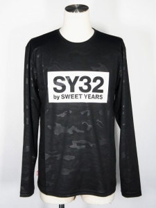 SY32 by SWEET YEARSEMBOSS CAMO BOX LOGO L/S TEEBLACKWHITE