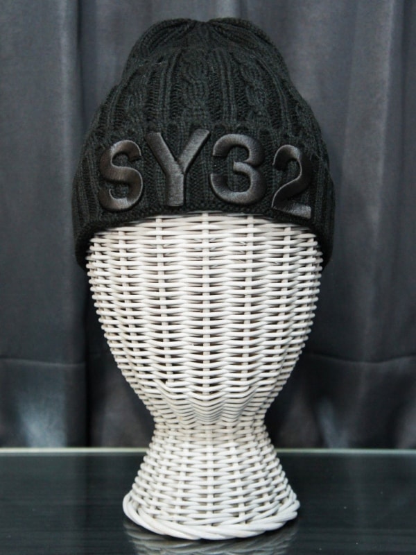 SY32 by SWEET YEARS「3D LOGO CABLE KNIT CAP」BLACK×BLACK