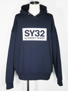 SY32 by SWEET YEARS��BOX LOGO BIG SILHOUETTE HOODIE��NAVY