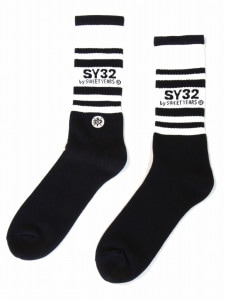 SY32 by SWEET YEARS��BORDER SIDE LOGO SOX��BLACK