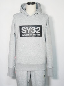 SY32 by SWEET YEARS��BOX LOGO P/O HOODIE��GRAY