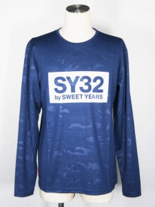 SY32 by SWEET YEARSEMBOSS CAMO BOX LOGO L/S TEENAVY