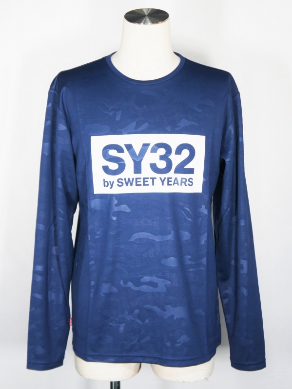 SY32 by SWEET YEARS「EMBOSS CAMO BOX LOGO L/S TEE」NAVY
