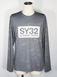 SY32 by SWEET YEARSEMBOSS CAMO BOX LOGO L/S TEEGRAY